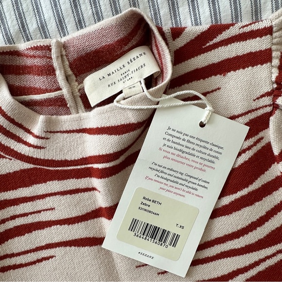 NWT Sezane Beth sweater dress zebra XS - Picture 6 of 10